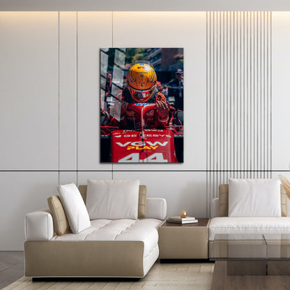 Flex Designs Metal Poster Formula 1 Ferrari Lewis Hamilton 16 x 24" Home Goods - Sports  Metal Poster
