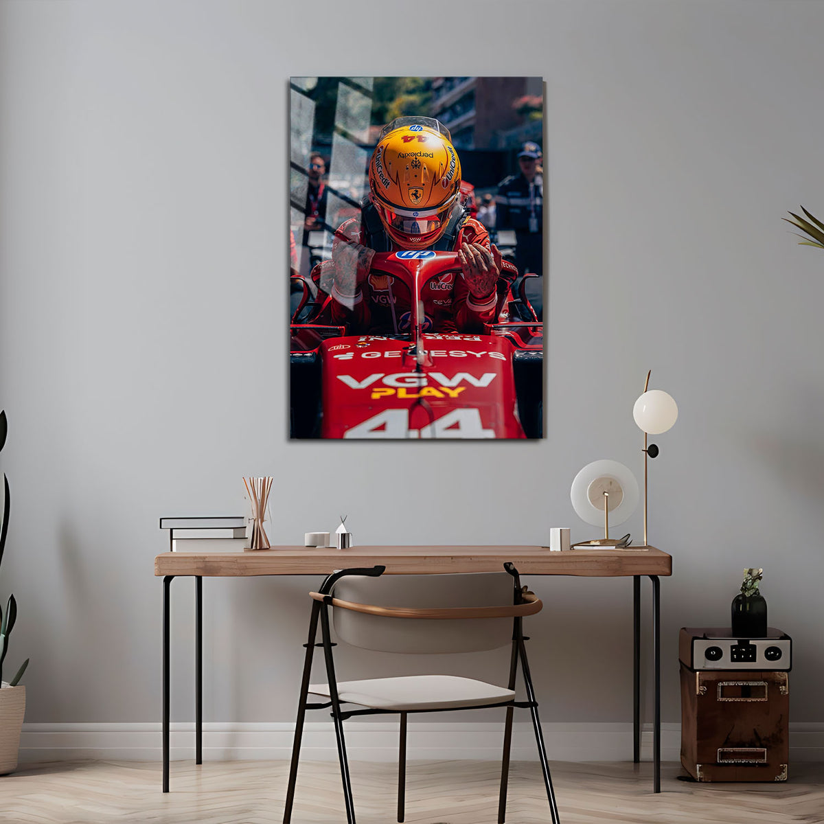 Flex Designs Metal Poster Formula 1 Ferrari Lewis Hamilton 5 x 7" Home Goods - Sports  Metal Poster