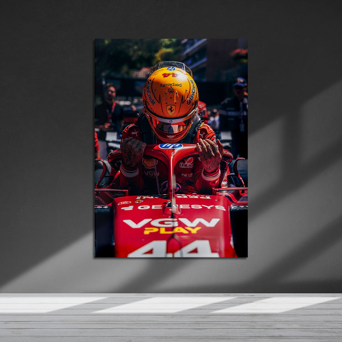 Flex Designs Metal Poster Formula 1 Ferrari Lewis Hamilton 5 x 7" Home Goods - Sports  Metal Poster