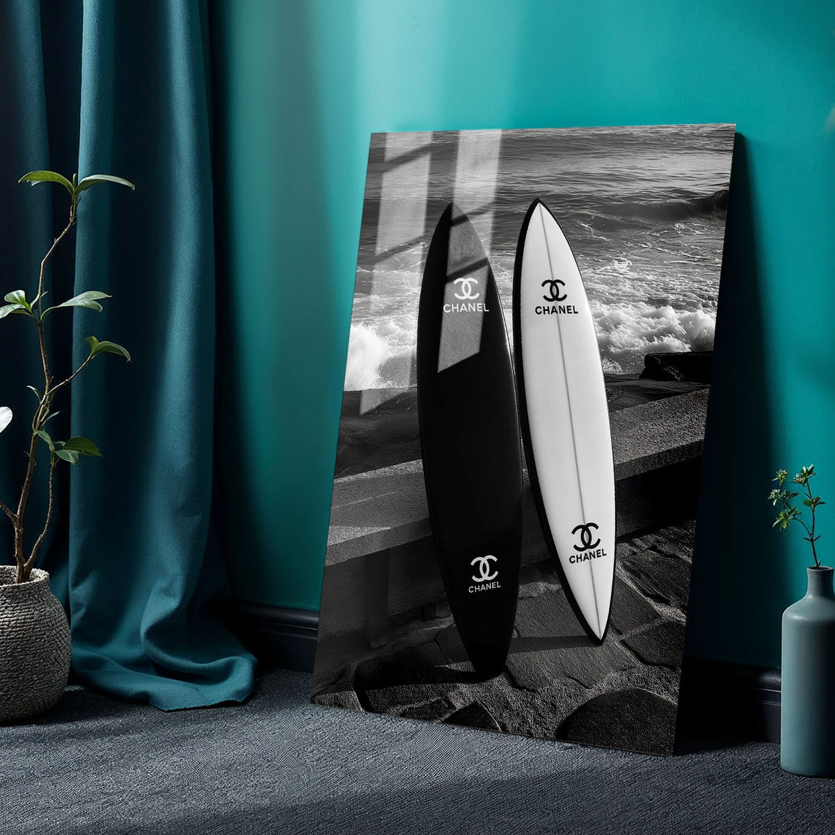 Flex Designs Metal Poster Chanel Beach Surfboards 24 x 36" Home Goods - Designer  Metal Poster