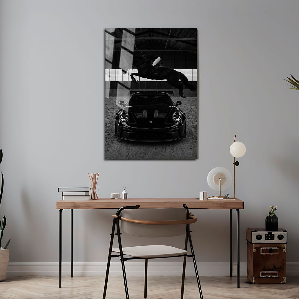 Flex Designs Metal Poster Noir Porsche Horsepower 16 x 24" Home Goods - Designer  Metal Poster