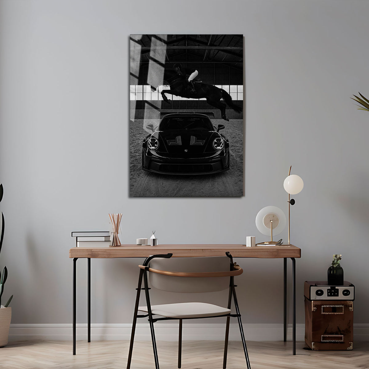 Flex Designs Metal Poster Noir Porsche Horsepower 16 x 24" Home Goods - Designer  Metal Poster