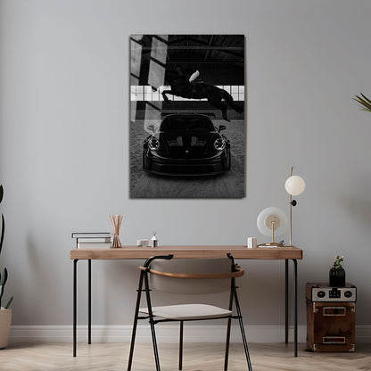 Flex Designs Metal Poster Noir Porsche Horsepower 16 x 24" Home Goods - Designer  Metal Poster