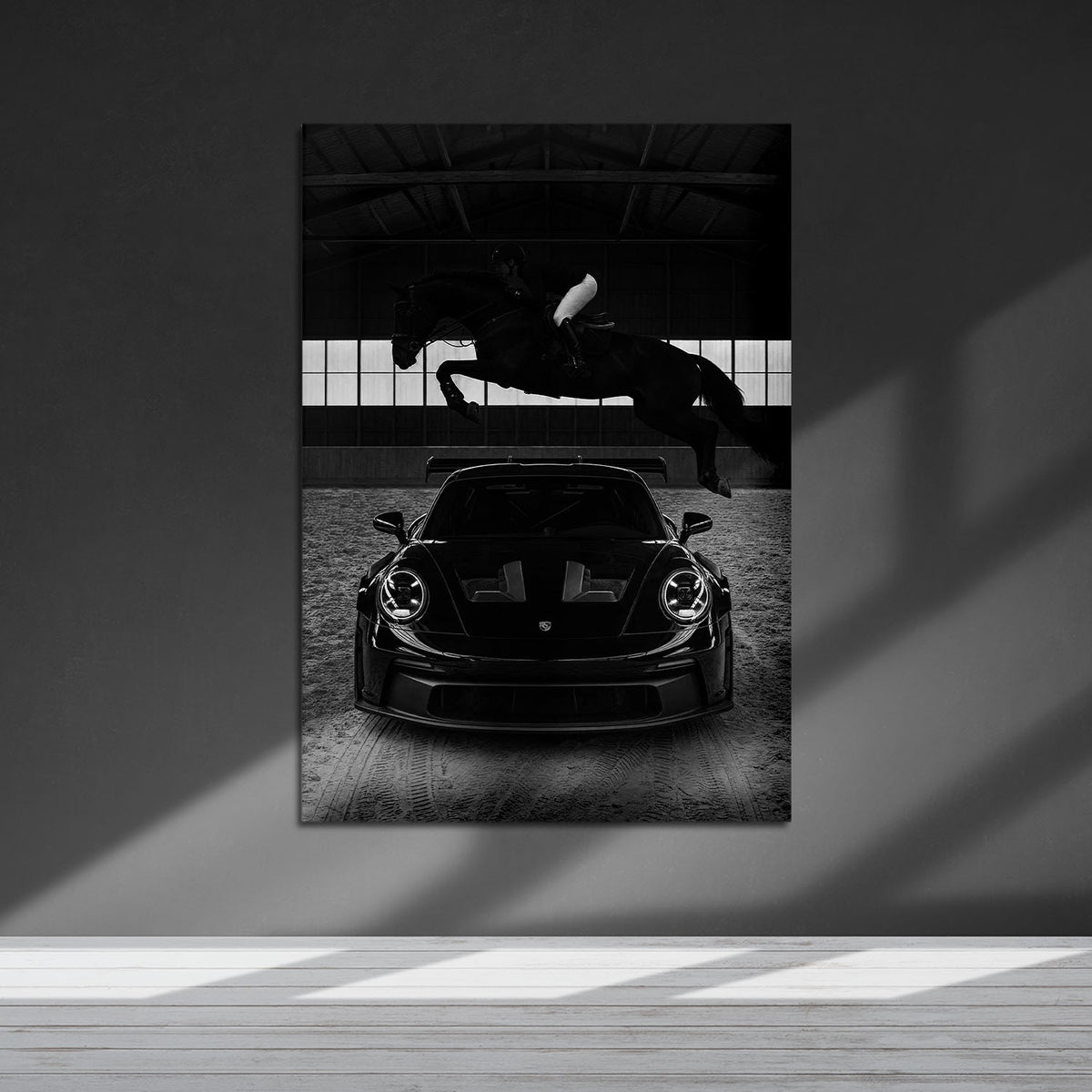 Flex Designs Metal Poster Noir Porsche Horsepower 24 x 36" Home Goods - Designer  Metal Poster