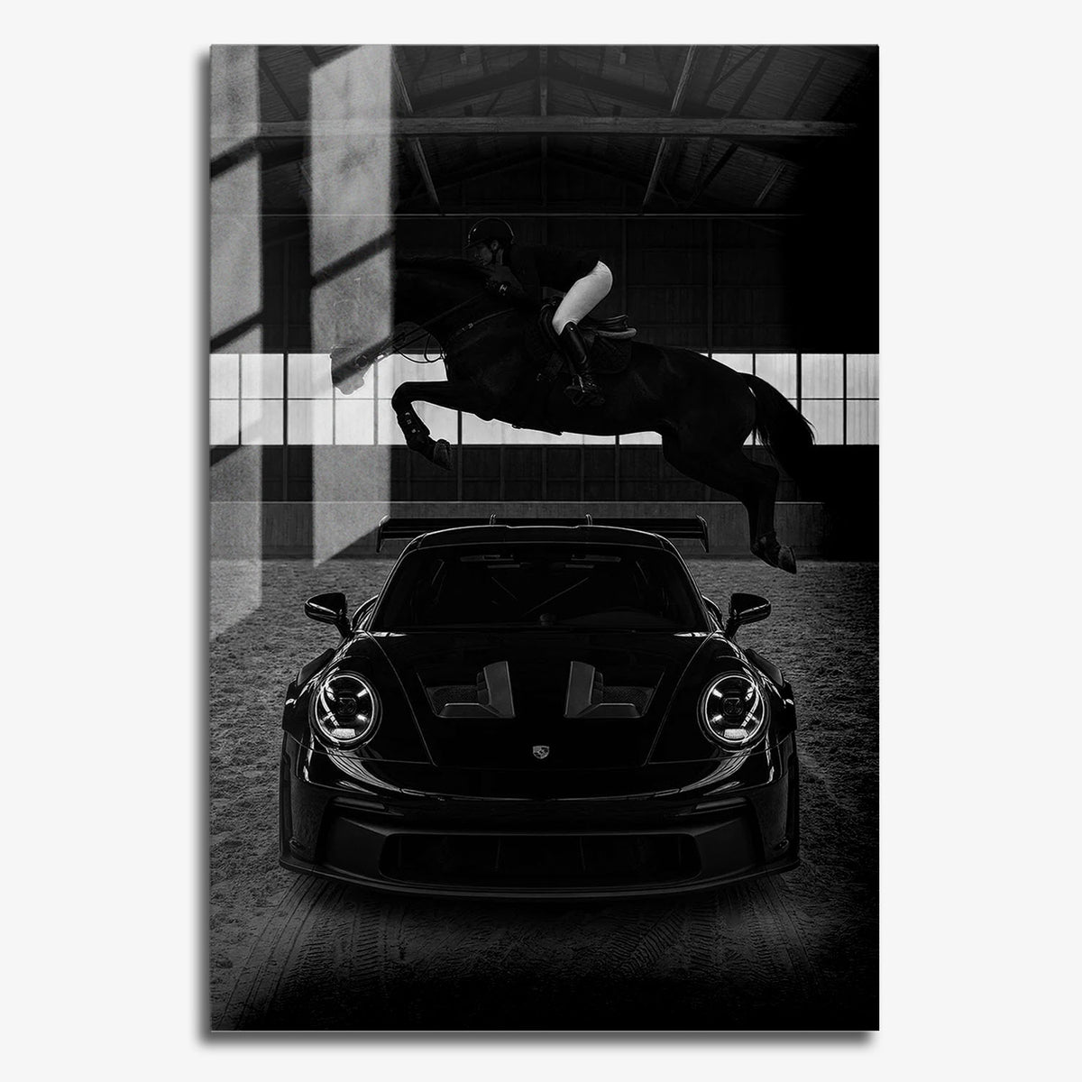 Flex Designs Metal Poster Noir Porsche Horsepower 24 x 36" Home Goods - Designer  Metal Poster