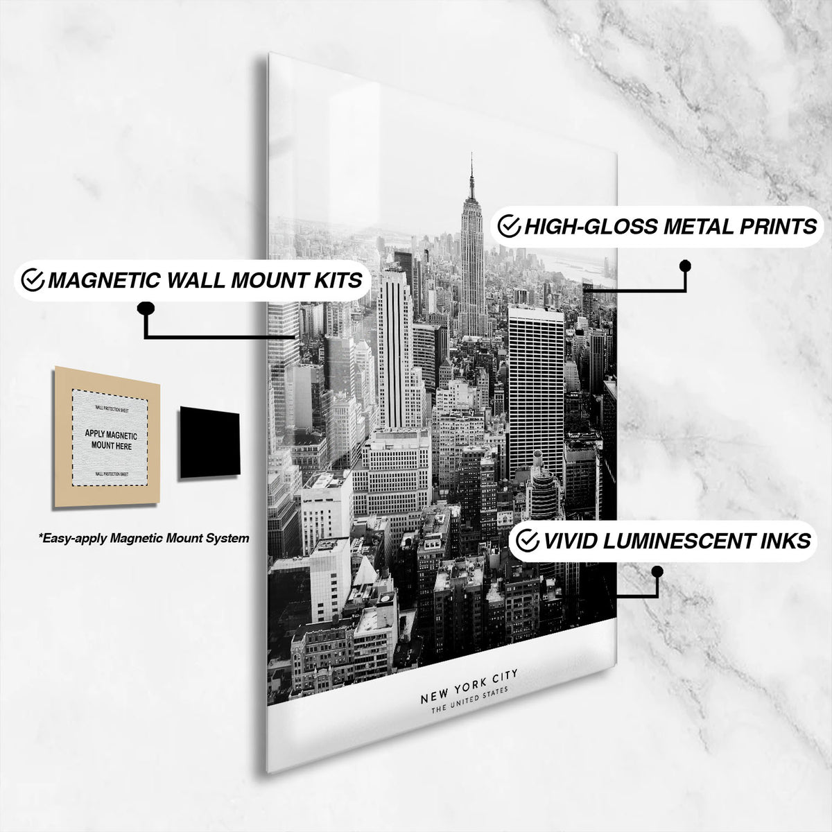 Flex Designs Metal Poster New York City United States 16 x 24" Home Goods - Designer  Metal Poster