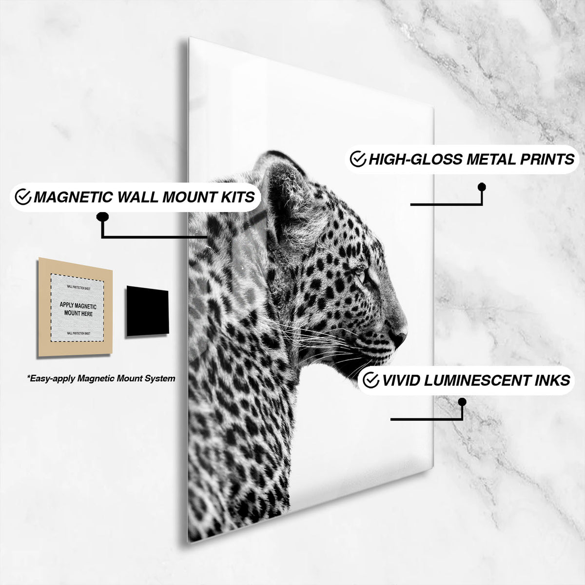 Flex Designs Metal Poster Noir Leopard 16 x 24" Home Goods - Designer  Metal Poster