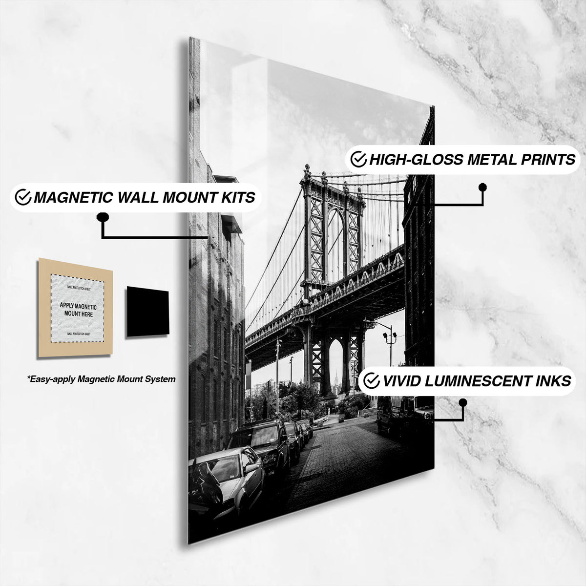 Flex Designs Metal Poster NYC Manhattan Bridge 16 x 24" Home Goods - Designer  Metal Poster