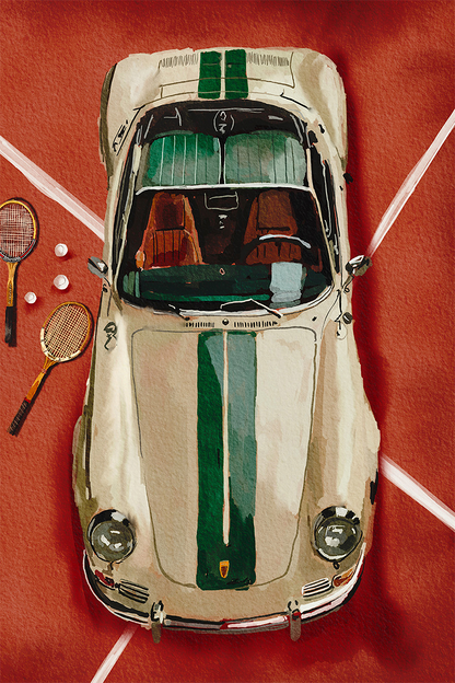 Flex Designs Metal Poster Vintage Porsche Tennis Club 24 x 36" Home Goods - Designer  Metal Poster
