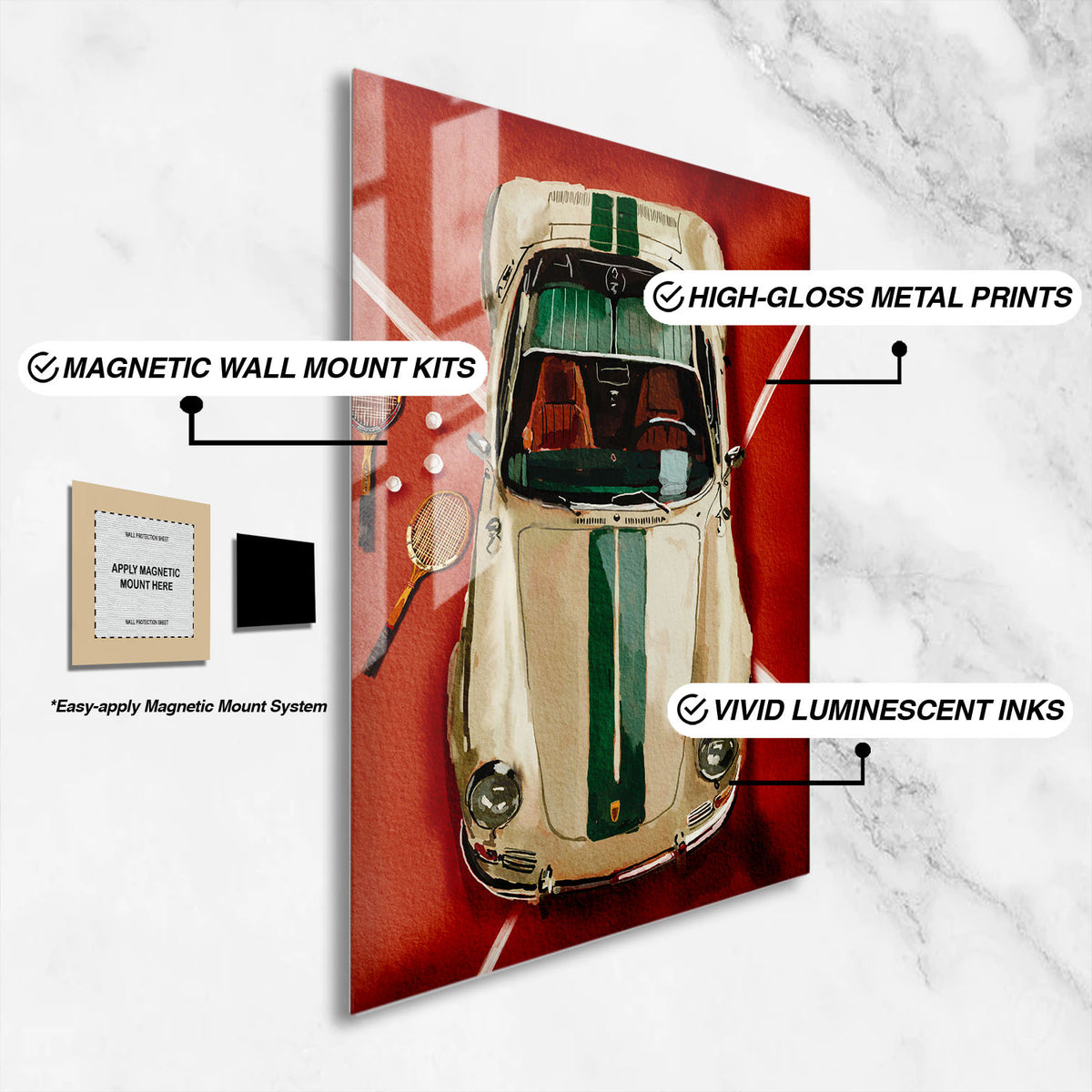 Flex Designs Metal Poster Vintage Porsche Tennis Club 16 x 24" Home Goods - Designer  Metal Poster