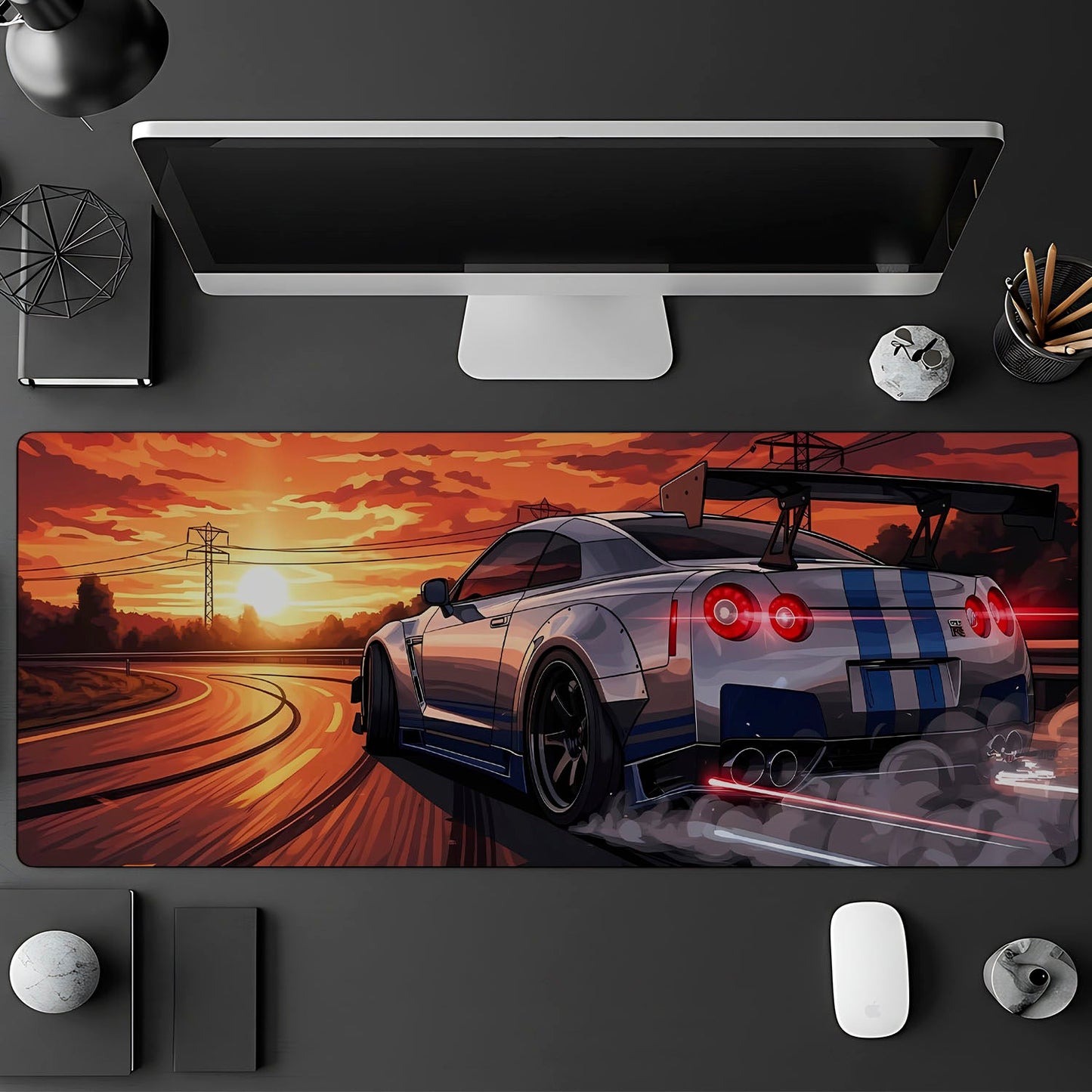 Flex Designs Mouse Pad Nissan GTR Sunset Gaming Mouse Pad Accessories - Cars Supercar, Hype Car Large Gaming Mouse Pad