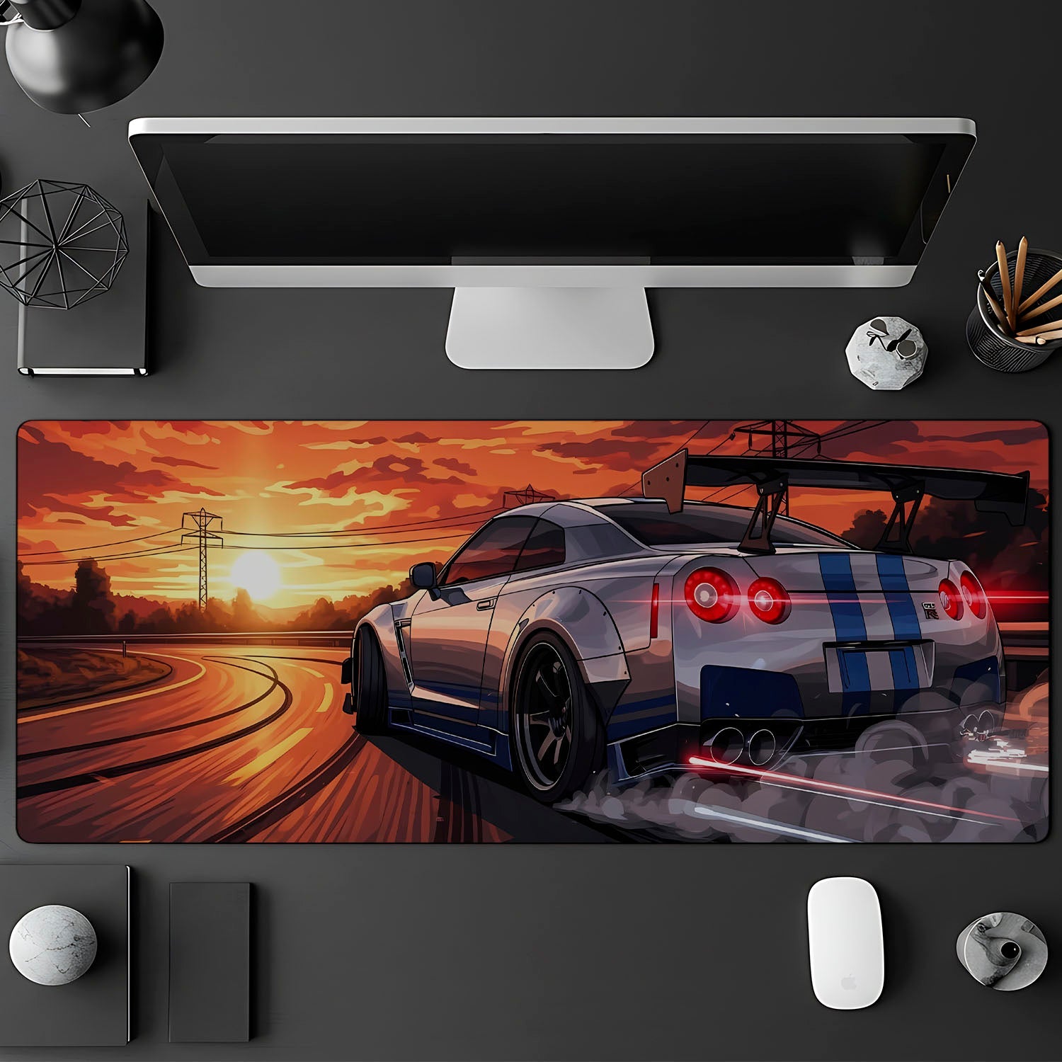 Flex Designs Mouse Pad Nissan GTR Sunset Gaming Mouse Pad Accessories - Cars Supercar, Hype Car Large Gaming Mouse Pad