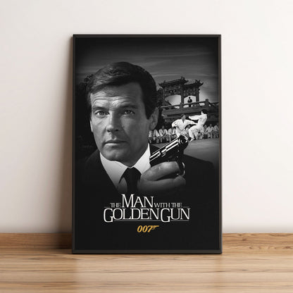 Flex Designs Poster The Man with the Golden Gun B&W 5 x 7" Home Goods - Movie 1974 Movie Poster