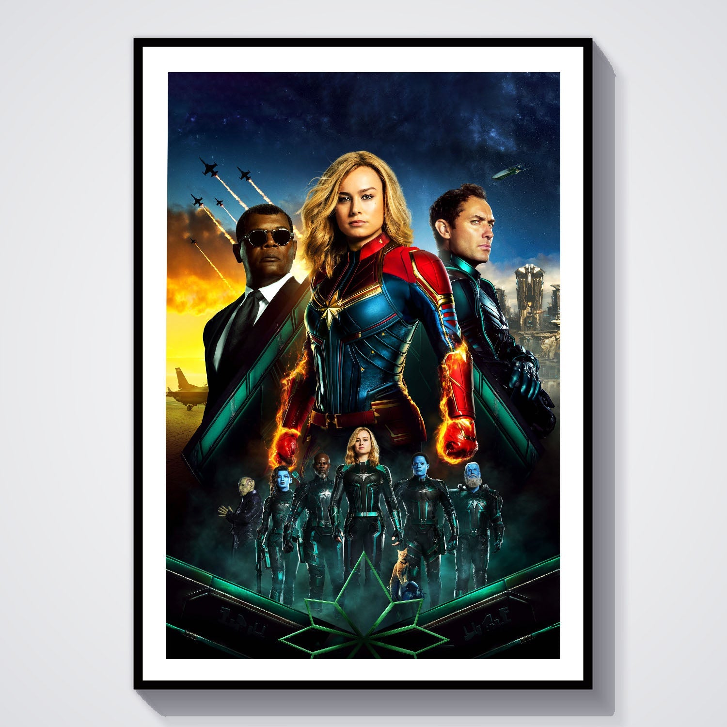 Flex Designs Poster Captain Marvel Textless 8 x 10" Home Goods - Movie 2019 Movie Poster
