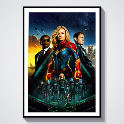 Flex Designs Poster Captain Marvel Textless 8 x 10" Home Goods - Movie 2019 Movie Poster