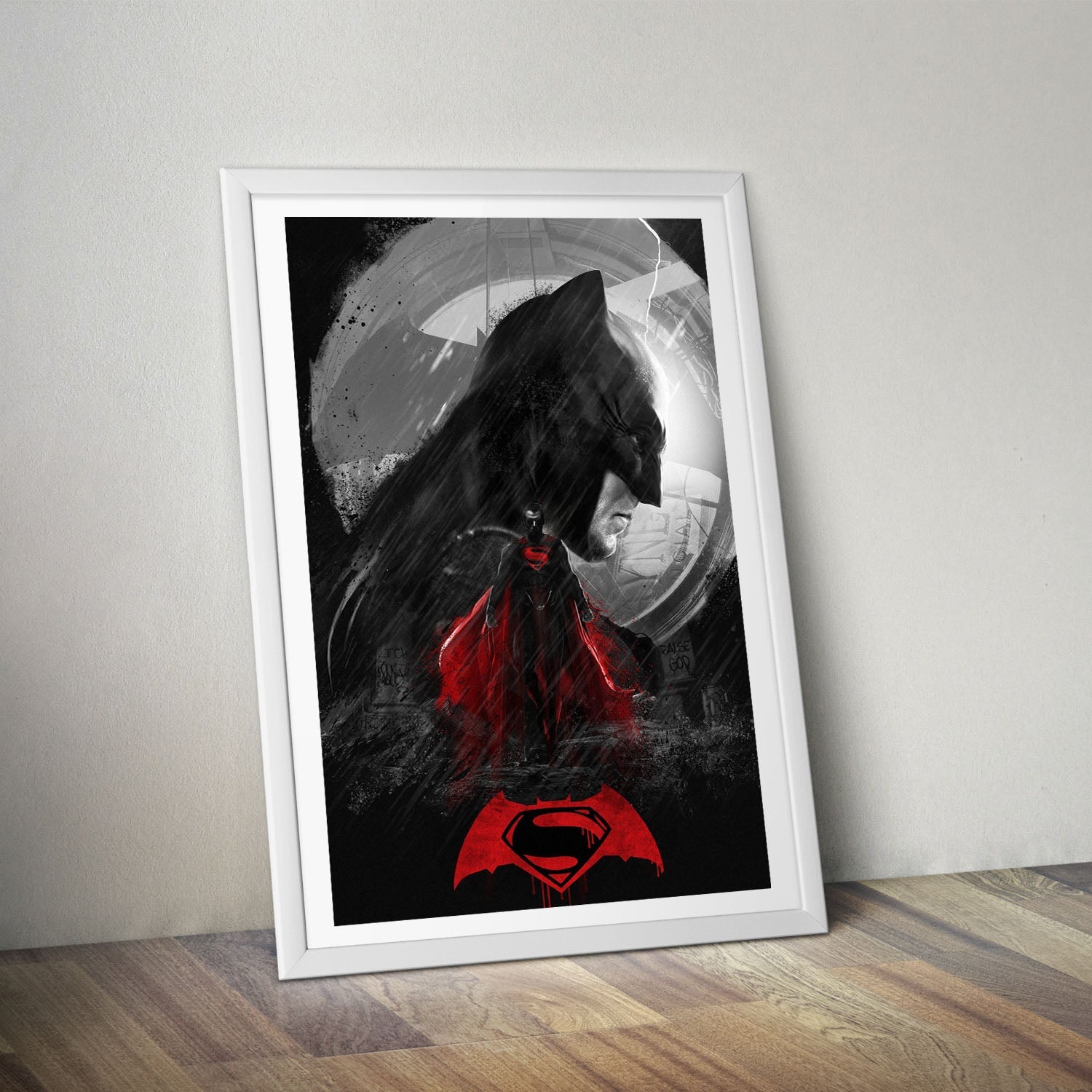 Flex Designs Poster Batman v Superman Dawn of Justice Cartoon 8 x 10" Home Goods - Movie 2016 Movie Poster
