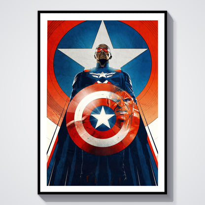 Flex Designs Poster Captain America Brave New World Cartoon 8 x 10" Home Goods - Movie 2025 Movie Poster