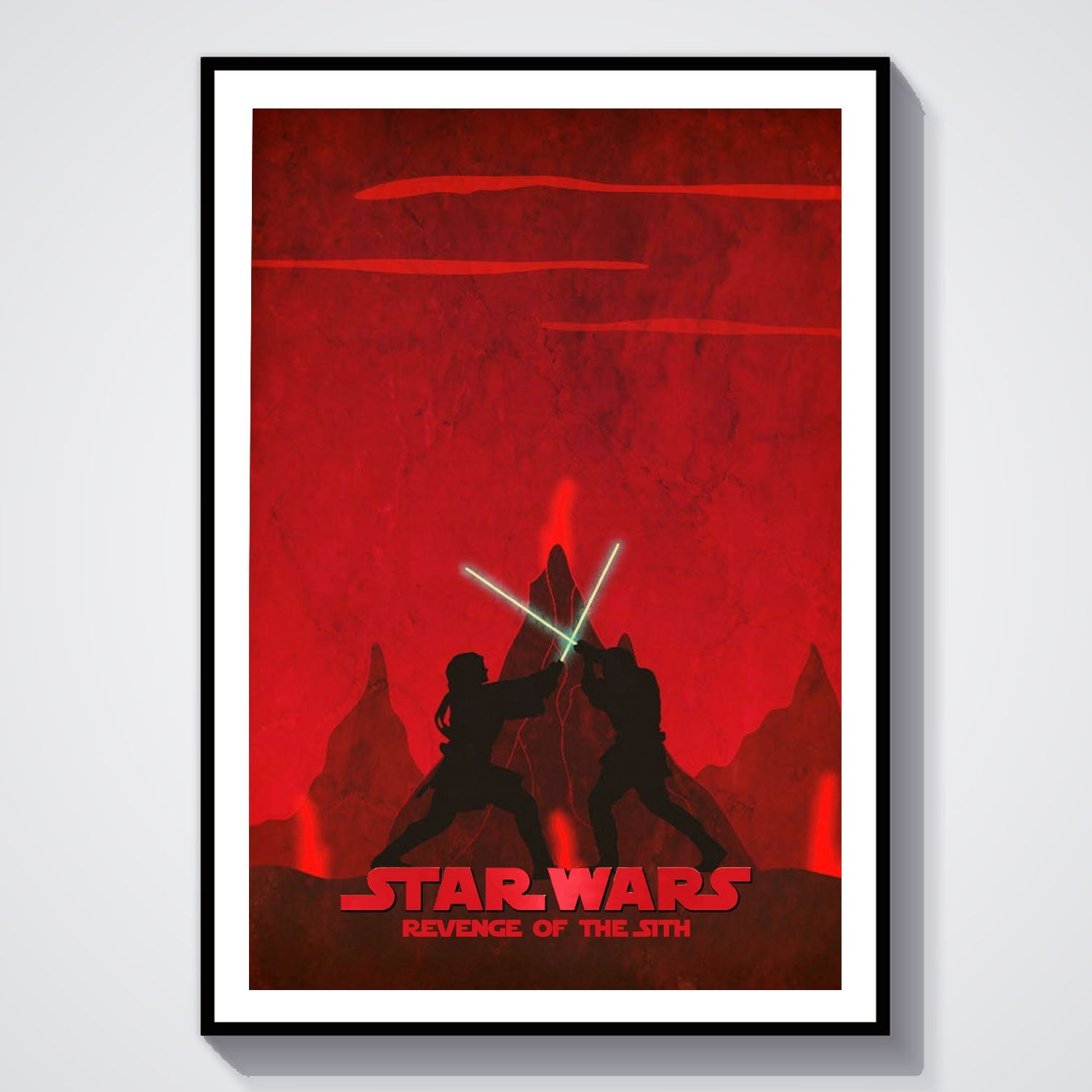 Flex Designs Poster Star Wars Episode III Revenge of the Sith Red Minimalist 8 x 10" Home Goods - Movie 2005 Movie Poster