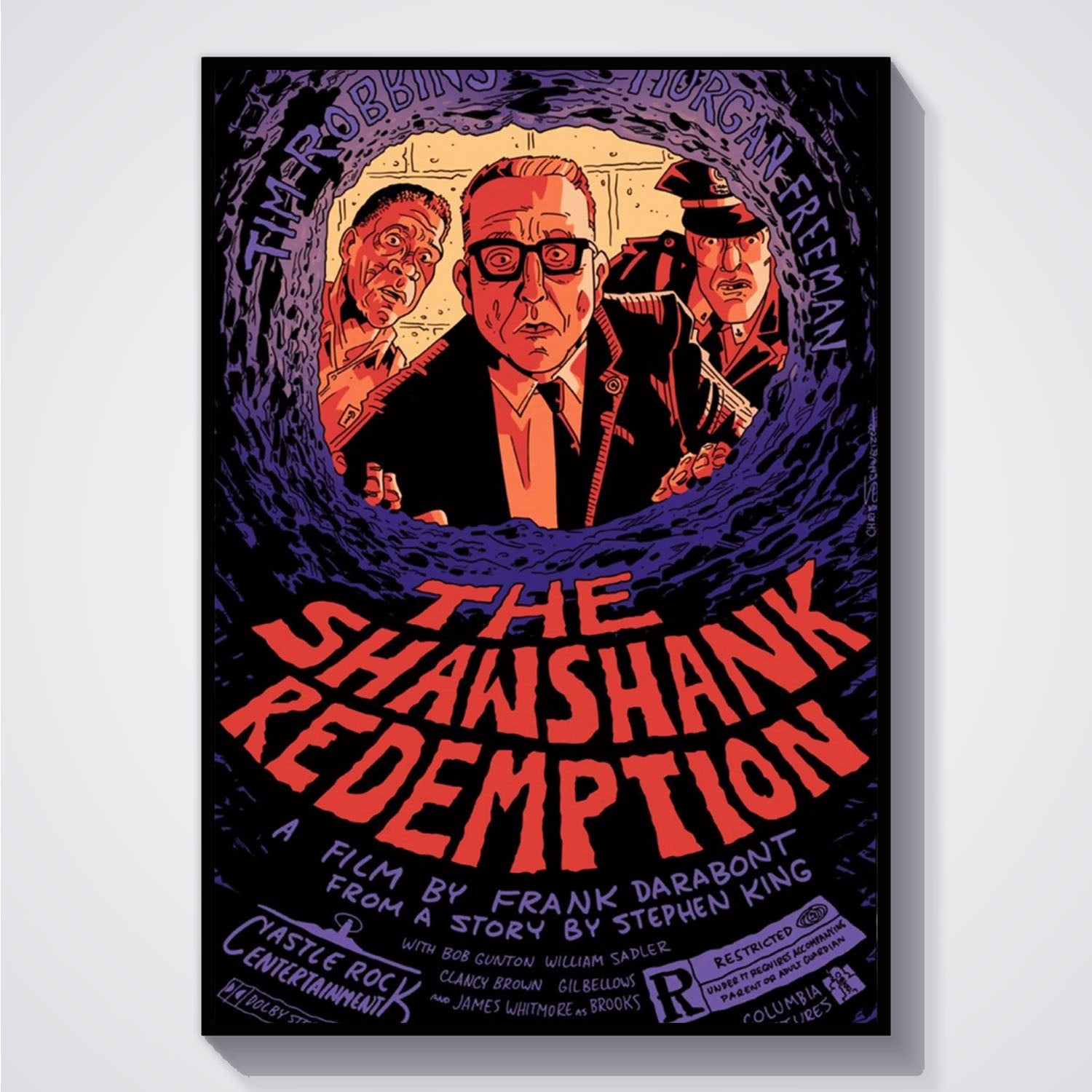 Flex Designs Poster The Shawshank Redemption Cartoon 5 x 7" Home Goods - Movie 1994 Movie Poster