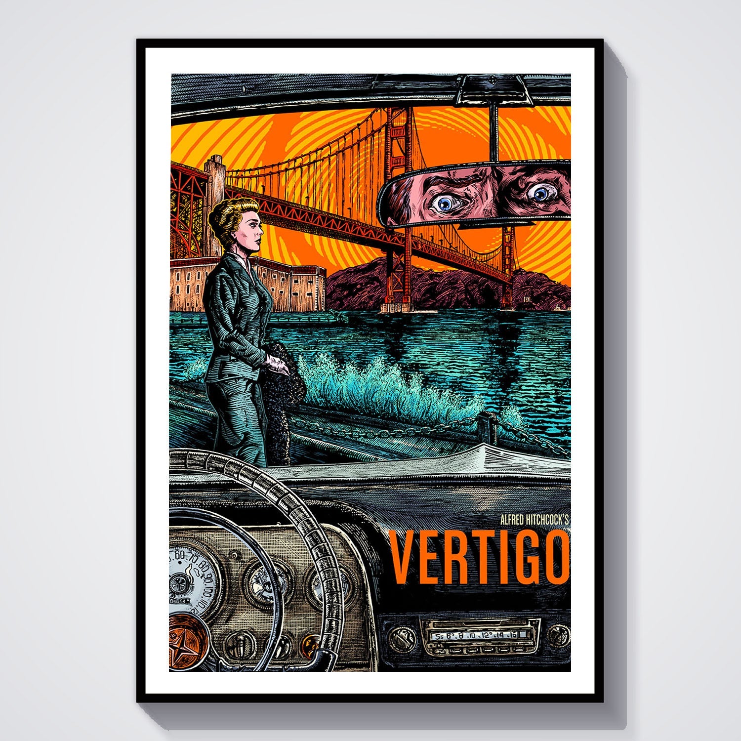 Flex Designs Poster Vertigo Cartoon 8 x 10" Home Goods - Movie 1958 Movie Poster