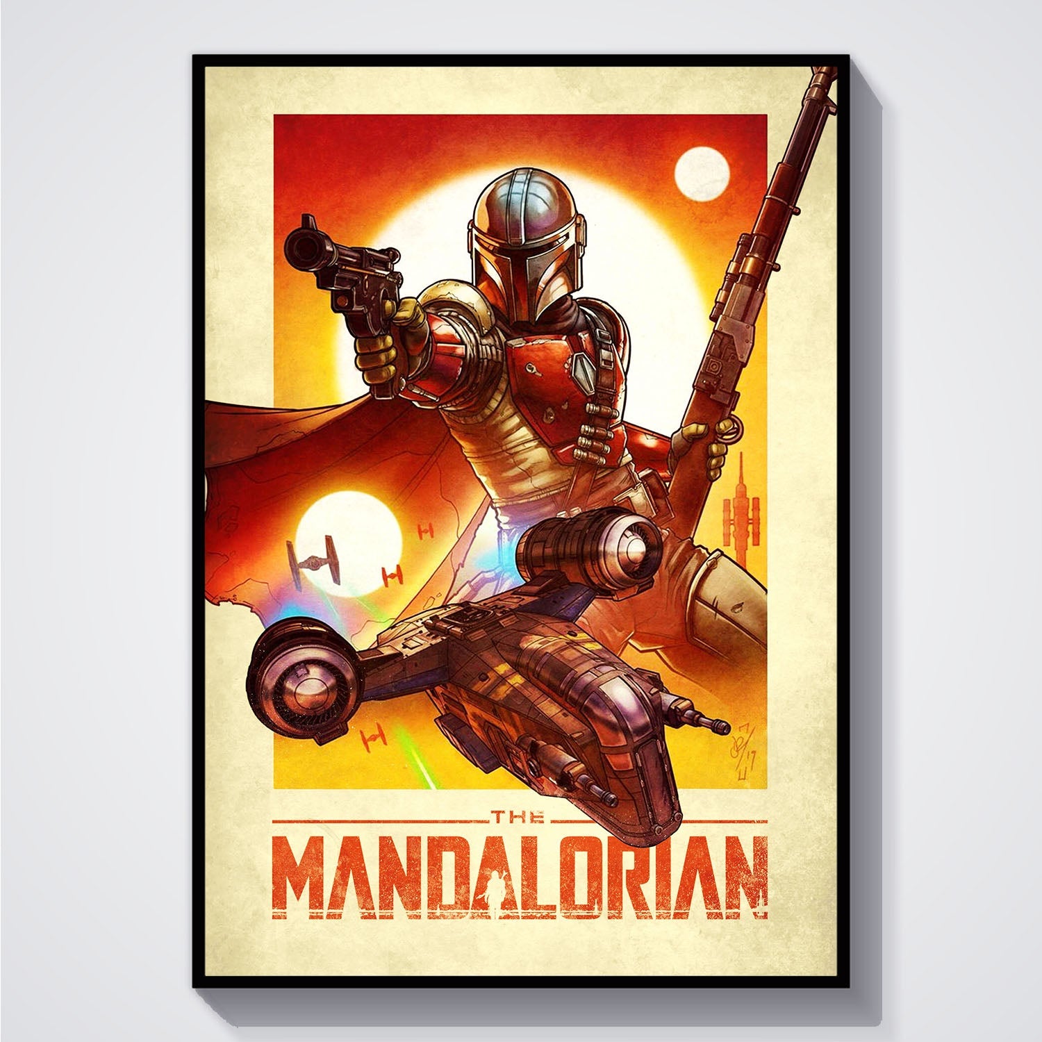 Flex Designs Poster The Mandalorian Cartoon 5 x 7" Home Goods - TV Show 2019 TV Show Poster