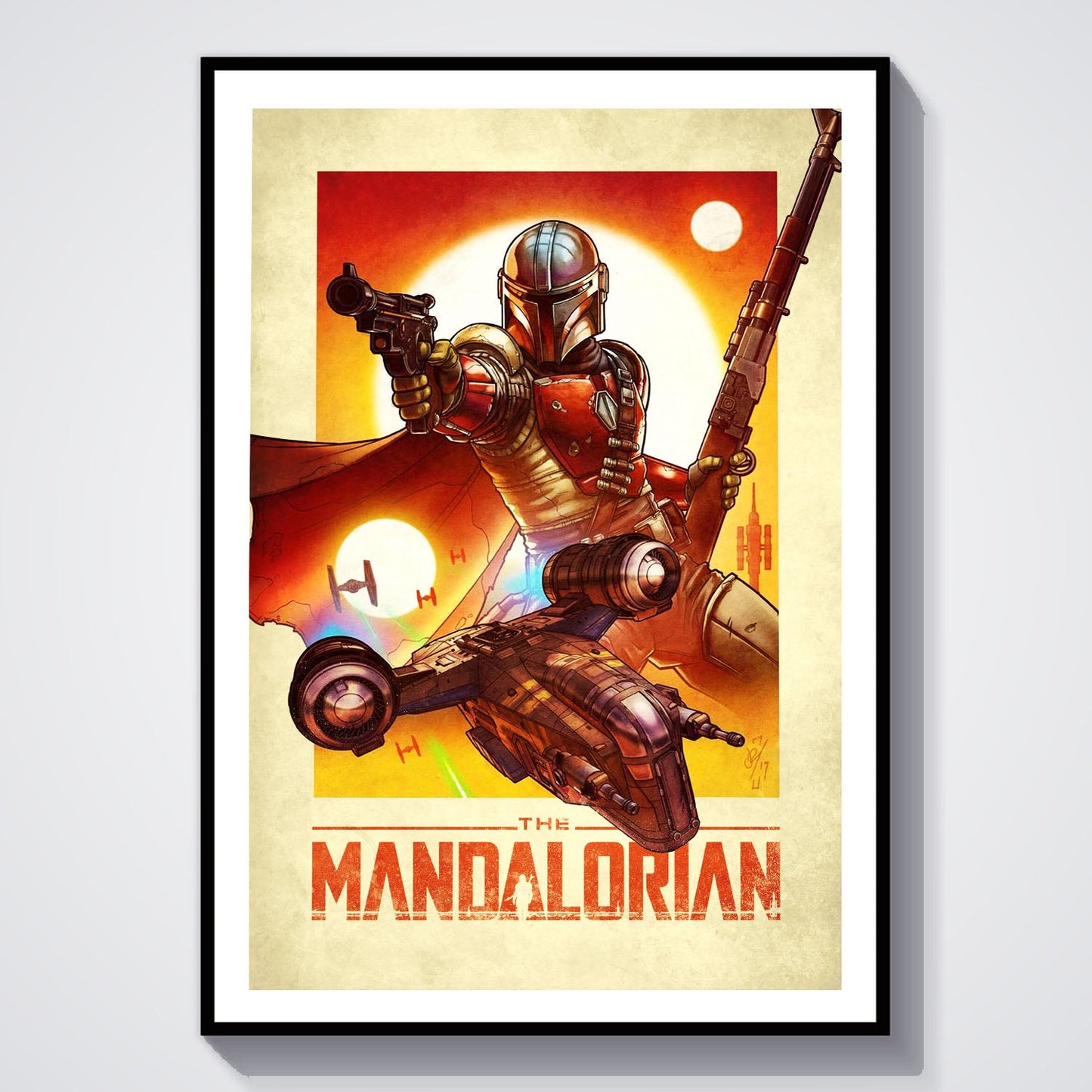 Flex Designs Poster The Mandalorian Cartoon 8 x 10" Home Goods - TV Show 2019 TV Show Poster