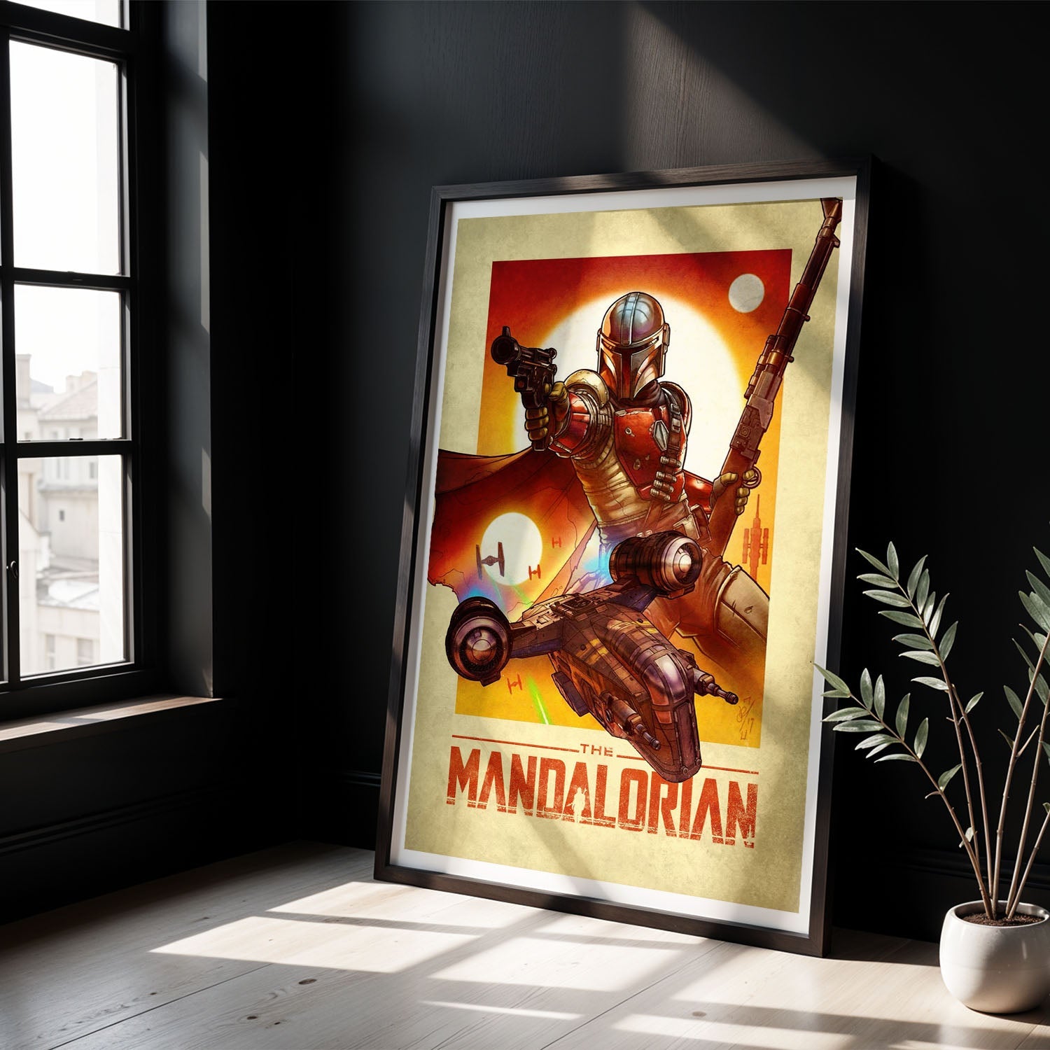 Flex Designs Poster The Mandalorian Cartoon 8 x 10" Home Goods - TV Show 2019 TV Show Poster