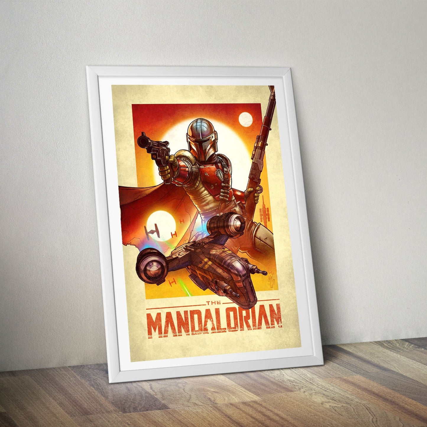 Flex Designs Poster The Mandalorian Cartoon 8 x 10" Home Goods - TV Show 2019 TV Show Poster