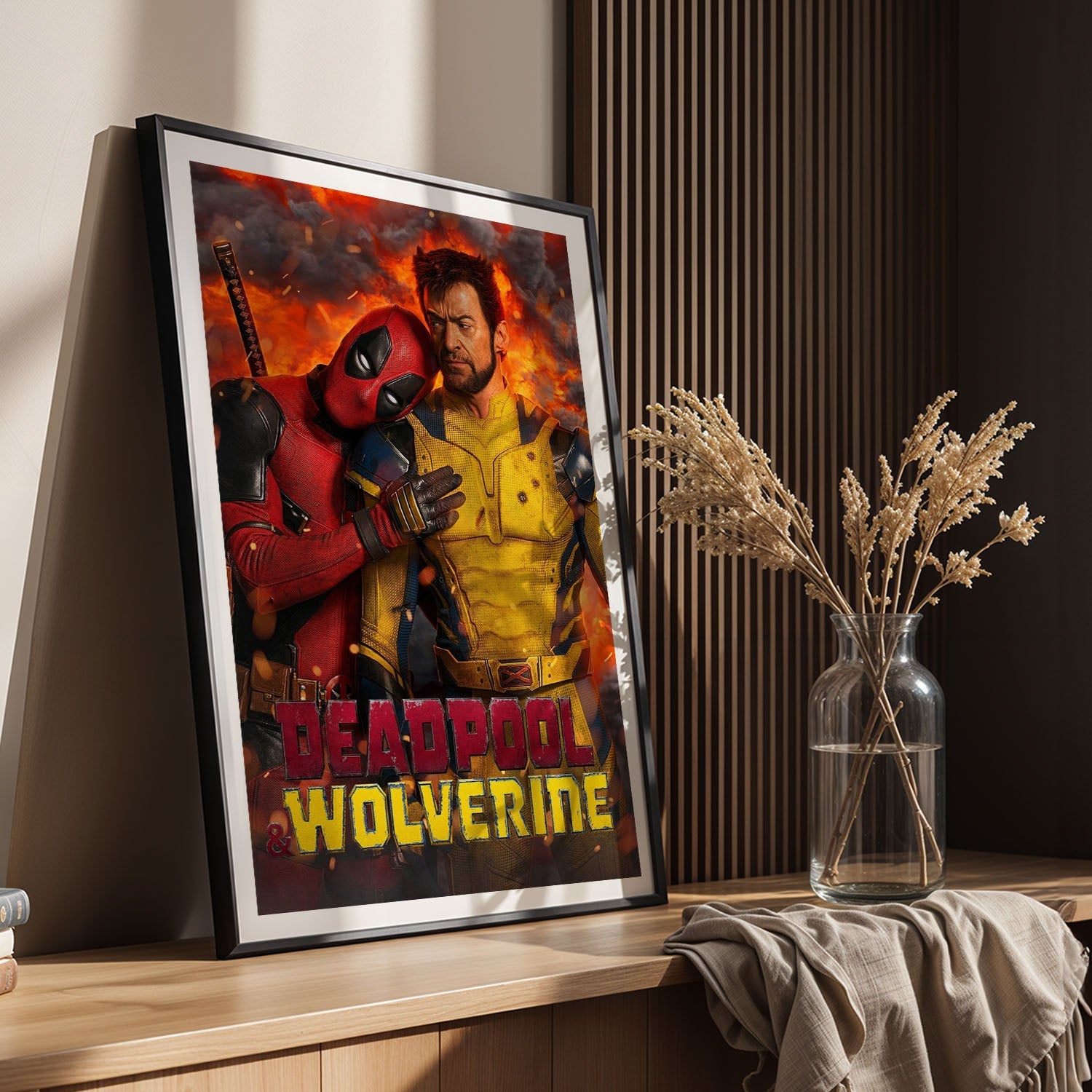 Flex Designs Poster Deadpool Wolverine Explosion 8 x 10" Home Goods - Movie 2023 Movie Poster