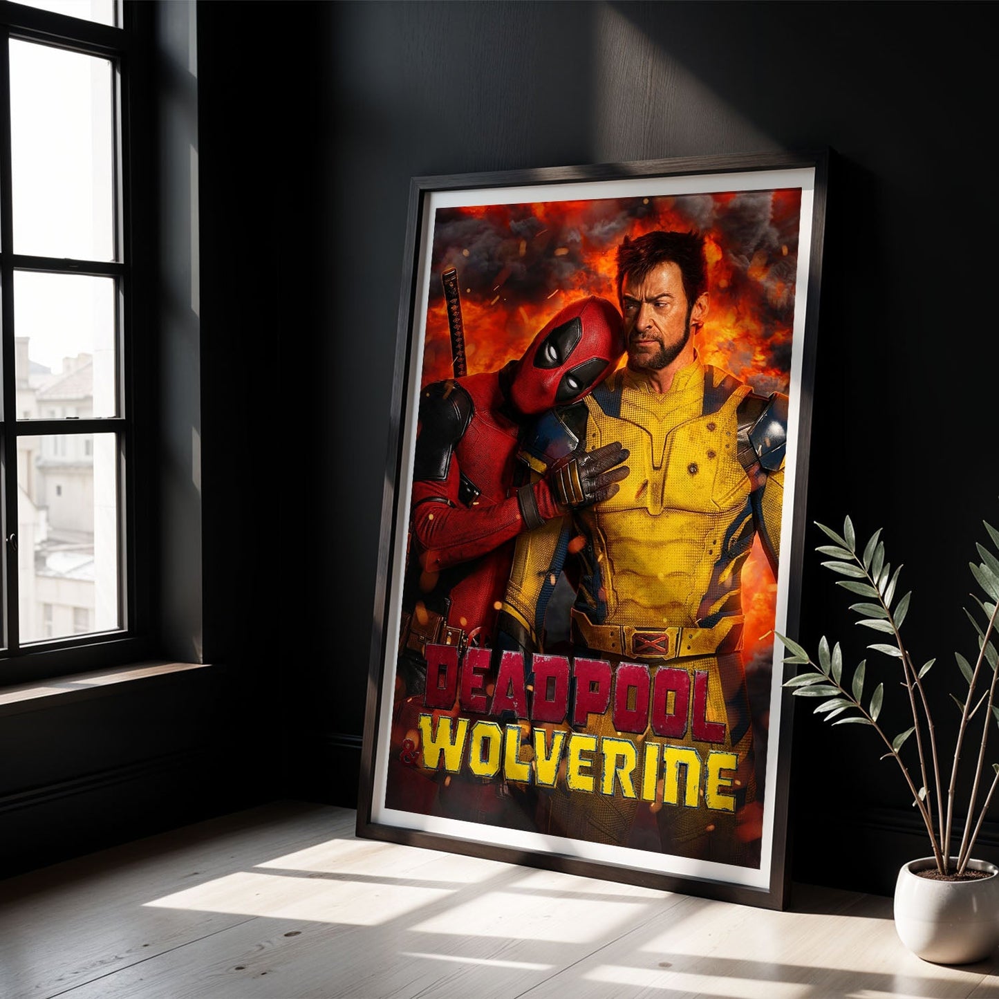 Flex Designs Poster Deadpool Wolverine Explosion 8 x 10" Home Goods - Movie 2023 Movie Poster