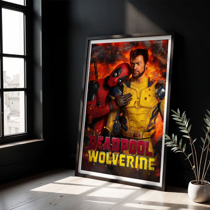Flex Designs Poster Deadpool Wolverine Explosion 8 x 10" Home Goods - Movie 2023 Movie Poster