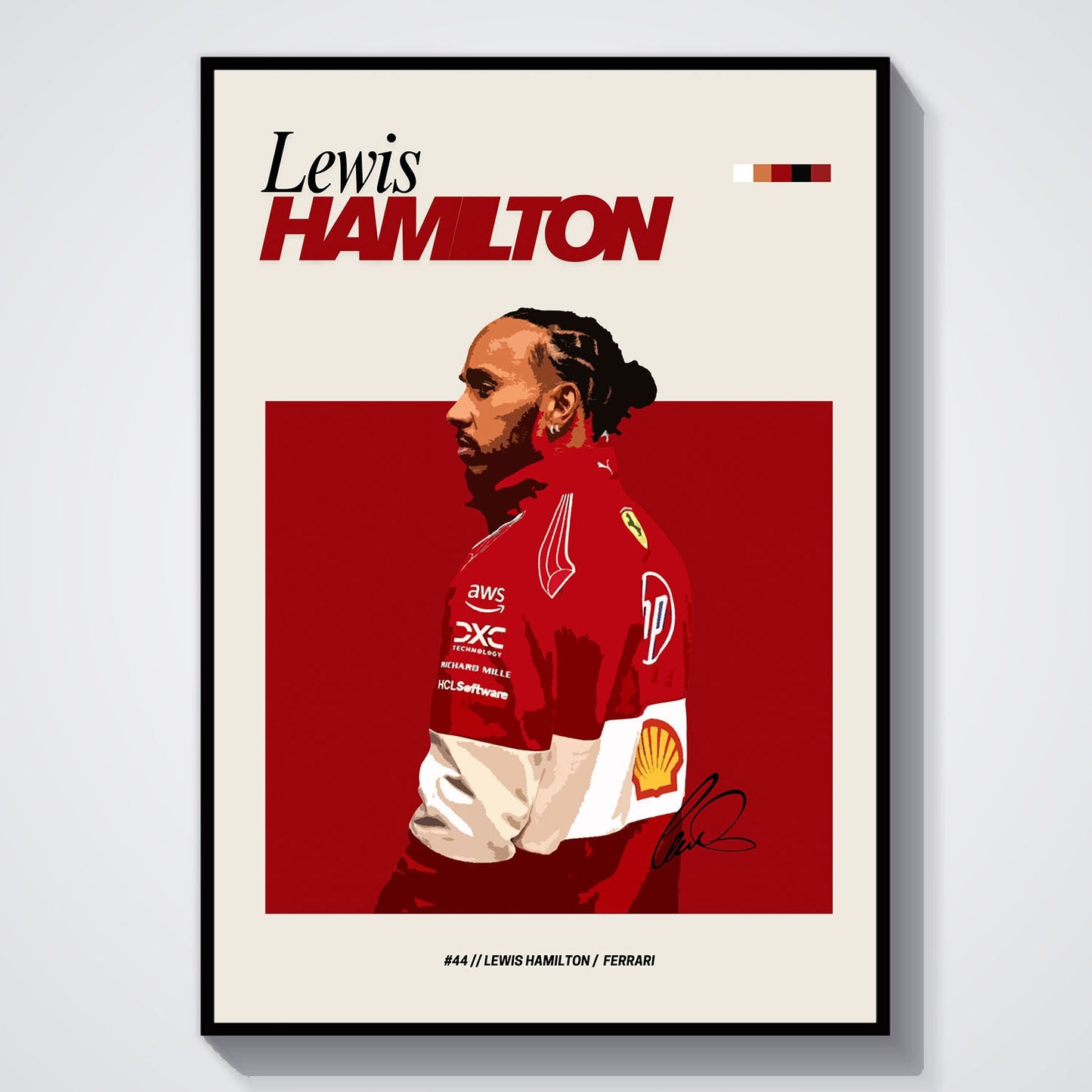 Flex Designs Poster Lewis Hamilton Ferrari F1 FlexM 5 x 7" Home Goods - Sports  Poster