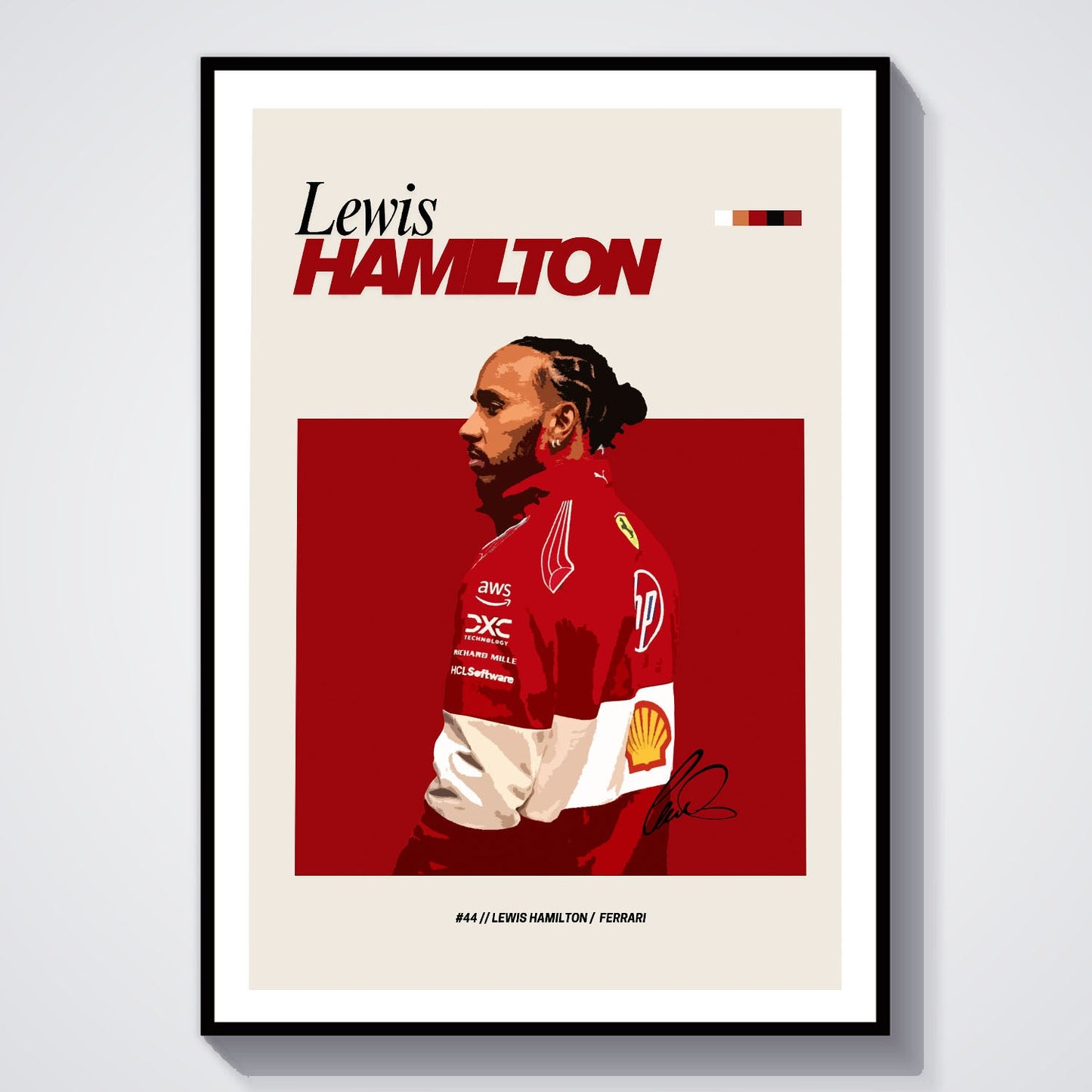 Flex Designs Poster Lewis Hamilton Ferrari F1 FlexM 8 x 10" Home Goods - Sports  Poster