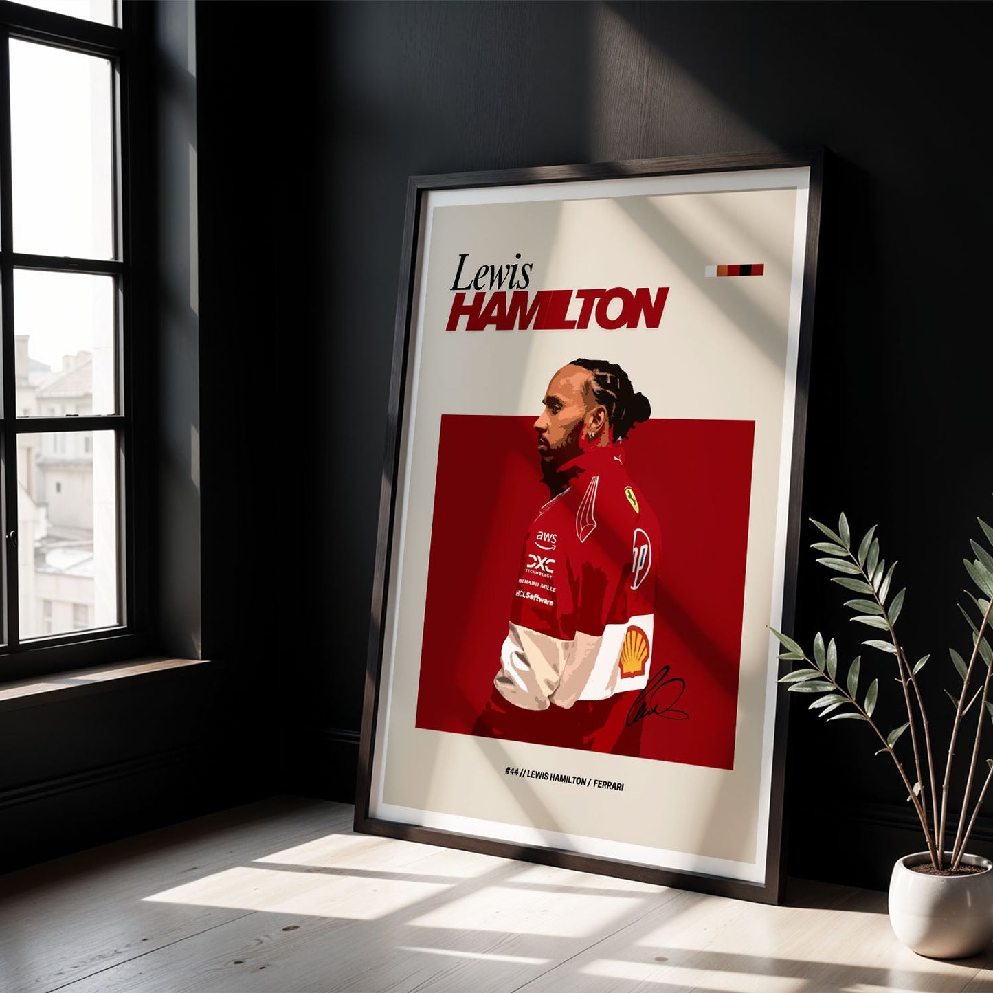 Flex Designs Poster Lewis Hamilton Ferrari F1 FlexM 8 x 10" Home Goods - Sports  Poster