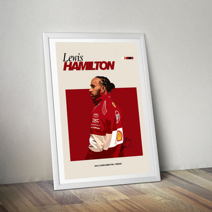 Flex Designs Poster Lewis Hamilton Ferrari F1 FlexM 8 x 10" Home Goods - Sports  Poster