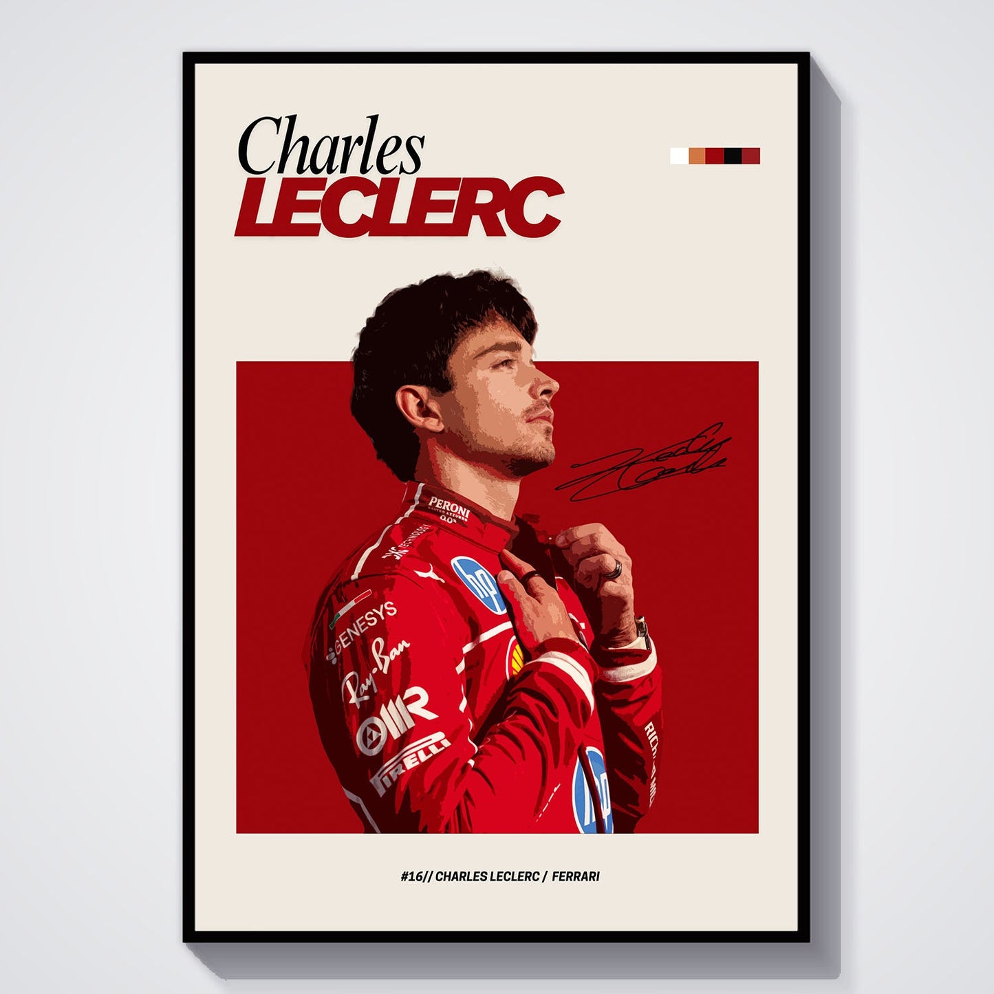 Flex Designs Poster Charles Leclerc Ferrari F1 FlexM 5 x 7" Home Goods - Sports  Poster