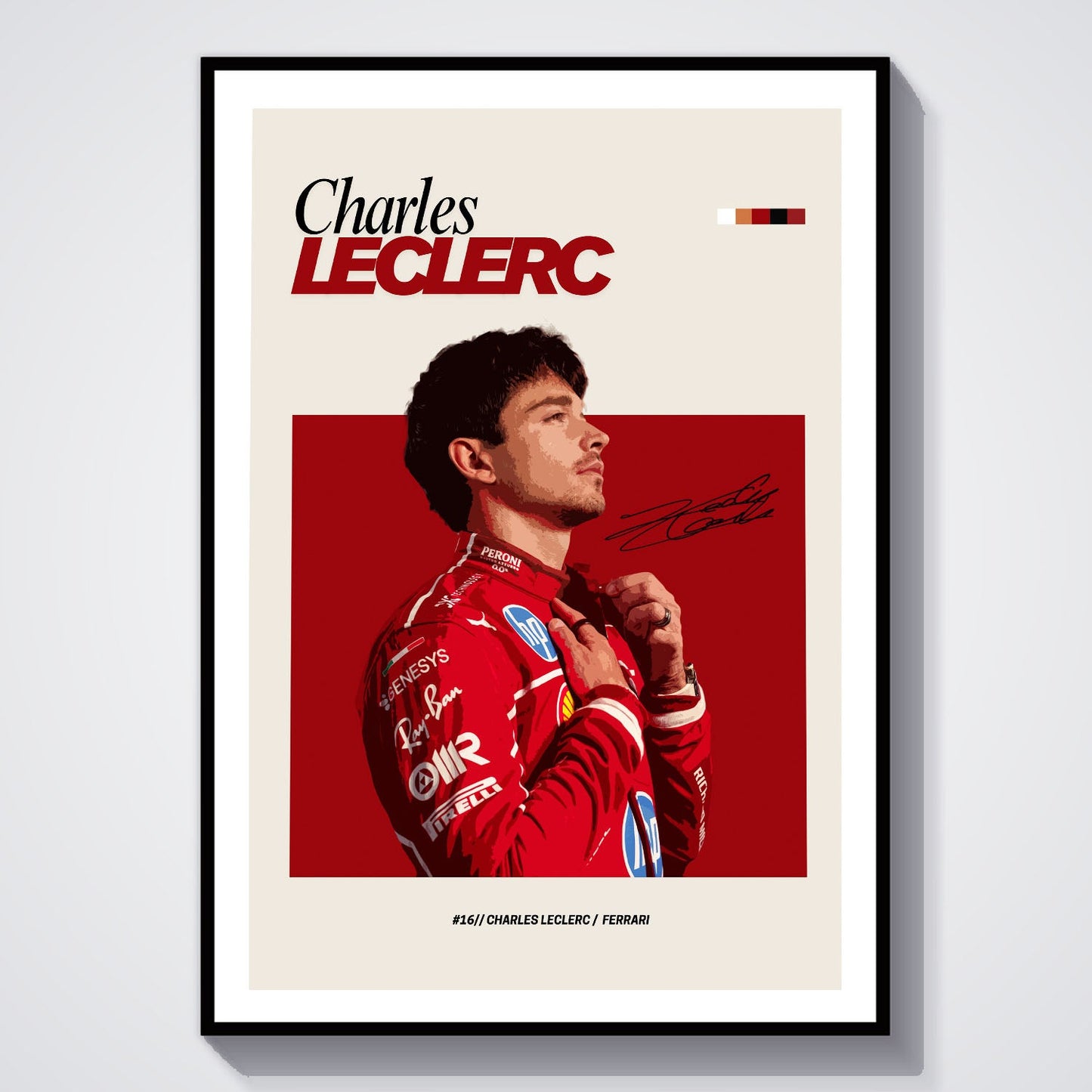 Flex Designs Poster Charles Leclerc Ferrari F1 FlexM 8 x 10" Home Goods - Sports  Poster