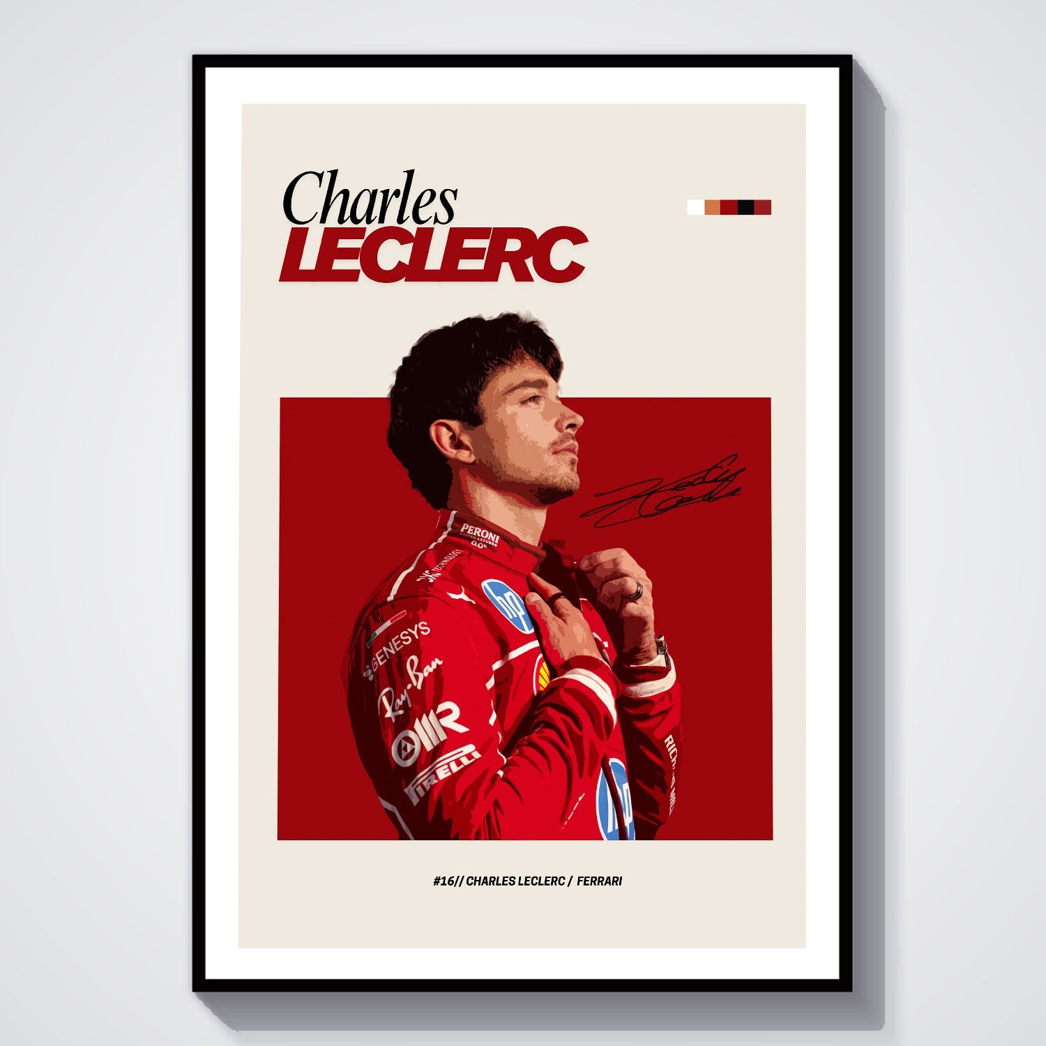 Flex Designs Poster Charles Leclerc Ferrari F1 FlexM 8 x 10" Home Goods - Sports  Poster