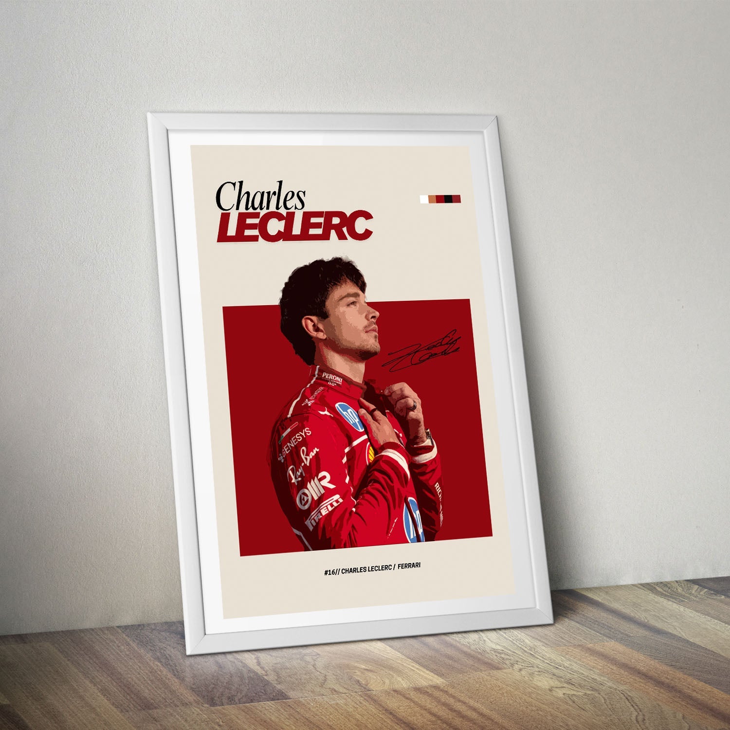Flex Designs Poster Charles Leclerc Ferrari F1 FlexM 8 x 10" Home Goods - Sports  Poster
