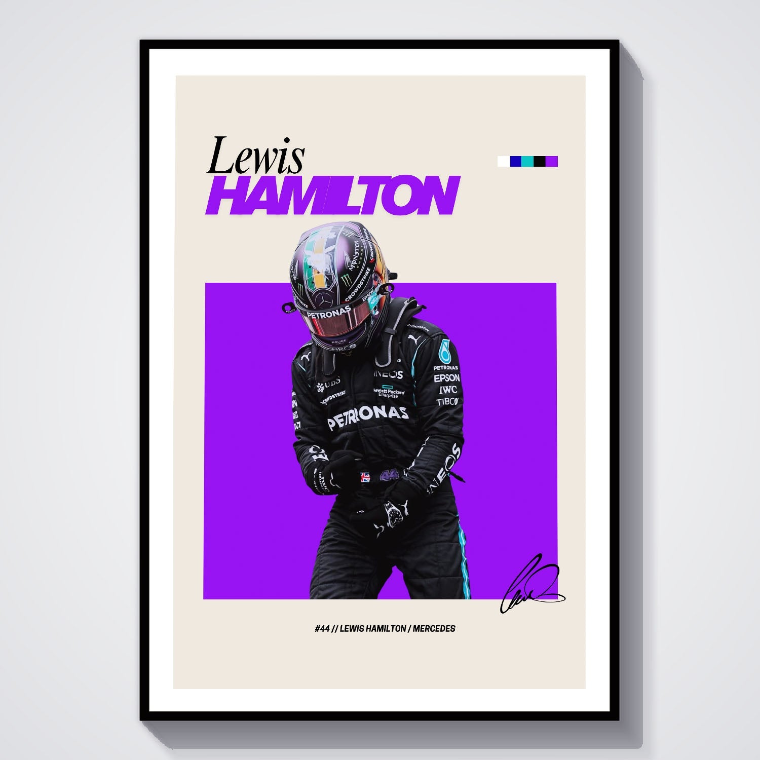 Flex Designs Poster Lewis Hamilton Mercedes F1 FlexM 8 x 10" Home Goods - Sports  Poster