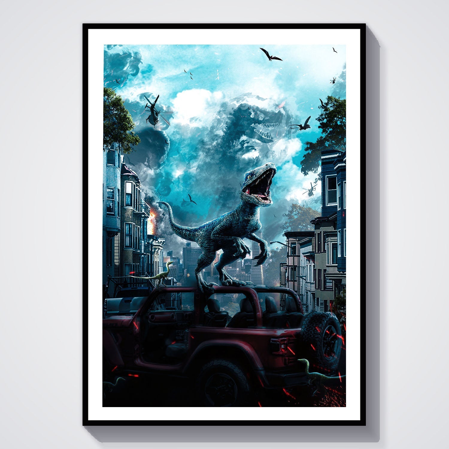Flex Designs Poster Jurassic World Dominion Sketch 8 x 10" Home Goods - Movie 2022 Movie Poster