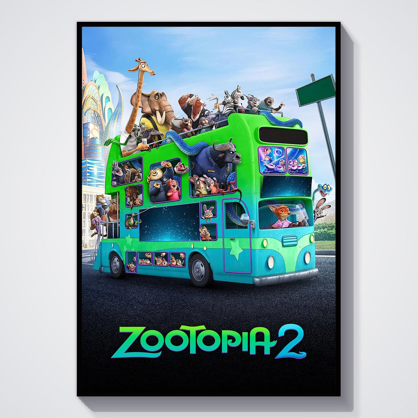 Flex Designs Poster Zootopia 2 Bus 5 x 7" Home Goods - Movie 2025 Movie Poster