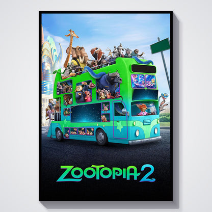 Flex Designs Poster Zootopia 2 Bus 5 x 7" Home Goods - Movie 2025 Movie Poster