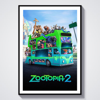 Flex Designs Poster Zootopia 2 Bus 8 x 10" Home Goods - Movie 2025 Movie Poster