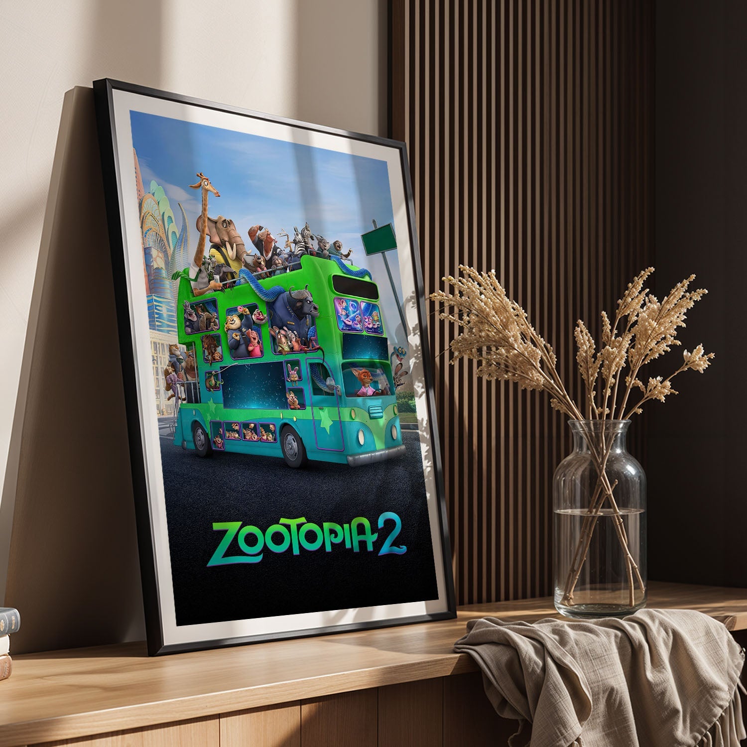 Flex Designs Poster Zootopia 2 Bus 5 x 7" Home Goods - Movie 2025 Movie Poster