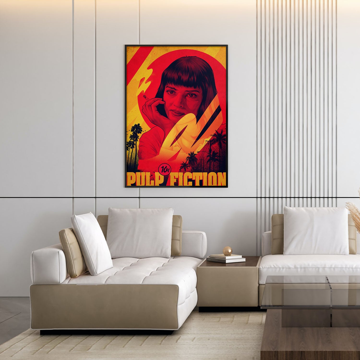 Flex Designs Poster Pulp Fiction Minimalist Cartoon 5 x 7" Home Goods - Movie 1994 Movie Poster