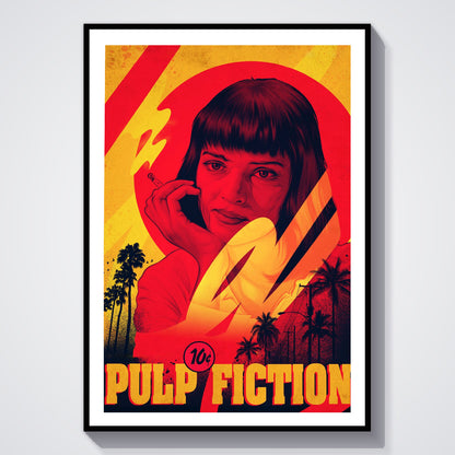 Flex Designs Poster Pulp Fiction Minimalist Cartoon 8 x 10" Home Goods - Movie 1994 Movie Poster