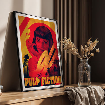 Flex Designs Poster Pulp Fiction Minimalist Cartoon 5 x 7" Home Goods - Movie 1994 Movie Poster