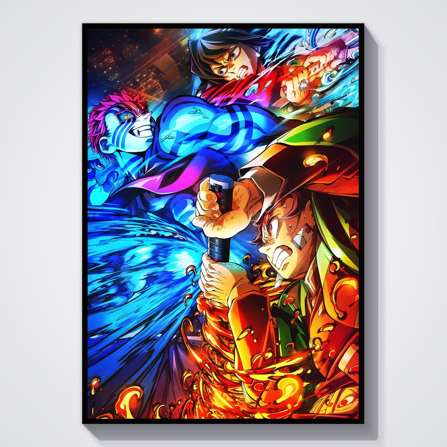 Flex Designs Poster Demon Slayer Infinity Castle Tanjiro Giyu vs Akaza 5 x 7" Home Goods - TV Show 2025 TV Show Poster