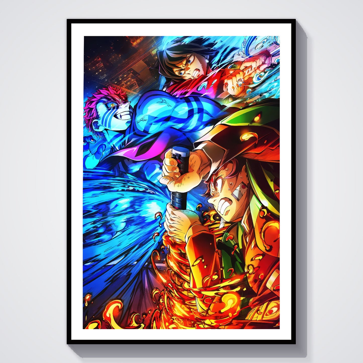 Flex Designs Poster Demon Slayer Infinity Castle Tanjiro Giyu vs Akaza 8 x 10" Home Goods - TV Show 2025 TV Show Poster
